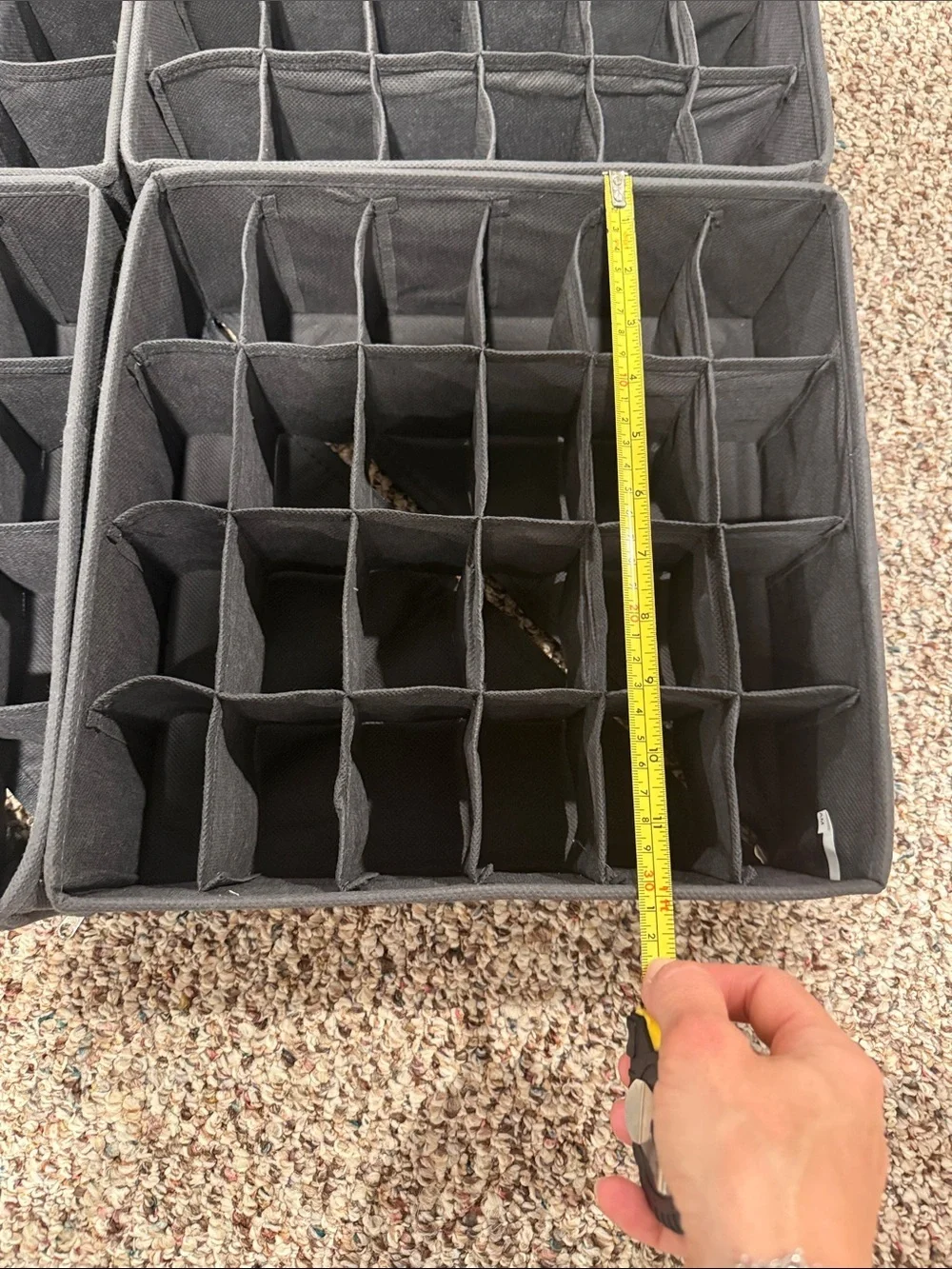 Set of 7 charcoal grey drawer organizers